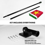 Load image into Gallery viewer, G128 Combo Pack: 6 Ft Tangle Free Aluminum Spinning Flagpole (Black) &amp; Suriname Surinamese Flag 3x5 Ft, LiteWeave Pro Series Printed 150D Polyester  Pole with Flag Included