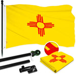 Load image into Gallery viewer, G128  6 Feet Tangle Free Spinning Flagpole (Black) New Mexico Flag Brass Grommets Embroidered 3x5 ft (Flag Included) Aluminum Flag Pole