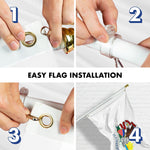 Load image into Gallery viewer, G128  6 Feet Tangle Free Spinning Flagpole (White) Illinois Double Sided Brass Grommets Embroidered 3x5 ft (Flag Included) Aluminum Flag Pole