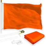 Load image into Gallery viewer, G128 Combo Pack: 5 Ft Tangle Free Aluminum Spinning Flagpole (White) &amp; Solid Orange Color Flag 2x3 Ft, LiteWeave Pro Series Printed 150D Polyester  Pole with Flag Included