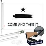 Load image into Gallery viewer, G128 Combo Pack: Flag Pole 5 FT Silver Tangle Free &amp; Come and Take It Flag 2x3 FT Double Sided Embroidered 210D Heavy Duty Polyester  Indoor/Outdoor, Vibrant Colors, Brass Grommets, 3ply