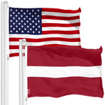 Load image into Gallery viewer, G128 Combo Pack: American USA Flag 3x5 Ft &amp; Latvia Flag 3x5 Ft, Both Printed 150D Polyester, Indoor/Outdoor, Brass Grommets