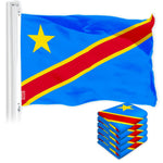 Load image into Gallery viewer, G128 5 Pack: Democratic Republic of the Congo Flag  3x5 Ft  LiteWeave Pro Series Printed 150D Polyester  Country Flag, Vibrant Colors, Brass Grommets, Thicker and More Durable Than 100D 75D Poly