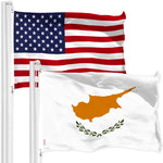 Load image into Gallery viewer, G128 Combo Pack: American USA Flag 3x5 Ft &amp; Cyprus Cypriot Flag  Both LiteWeave Pro Series Printed 150D Polyester, Brass Grommets