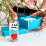 Load image into Gallery viewer, Anniversary Gift for Her &amp; Him Romantic Present for Boyfriend Girlfriend Custom Message I Love You Gifts to Wife Husband (Heart You're Still the Best Decision I Ever Made in Teal Blue Box)