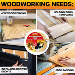 Load image into Gallery viewer, Double Sided Woodworking Tape 3 Pack 1 Inch x 120 Ft Wood Crafter Sticky Tool Two Side Adhesive for Router Templates Removable &amp; Residue Free