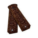 Load image into Gallery viewer, Aztec Calendar Design 1911 Wooden Pistol Grips Ambi Safety Cut for 1911 Full