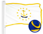 Load image into Gallery viewer, G128 Combo Pack: American USA Flag 4x6 Ft &amp; Rhode Island RI State Flag 4x6 Ft  Both ToughWeave Series Embroidered Polyester, Embroidered Design, Indoor/Outdoor, Brass Grommets