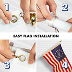 Load image into Gallery viewer, G128 Combo Pack: 6 Ft Tangle Free Aluminum Spinning Flagpole (White) &amp; Betsy Ross 1776 TeaStained Flag 3x5 Ft, ToughWeave Pro Series Embroidered 420D Polyester  Pole with Flag Included