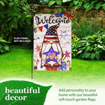 Load image into Gallery viewer, G128 Garden Flag Welcome Patriotic Gnome with Star  12x18 Inch  Printed Blockout Polyester  Patriotic Decoration