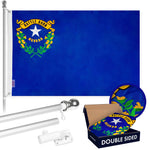 Load image into Gallery viewer, G128  6 Feet Tangle Free Spinning Flagpole (Silver) Nevada Double Sided Brass Grommets Embroidered 3x5 ft (Flag Included) Aluminum Flag Pole