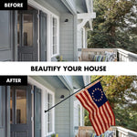 Load image into Gallery viewer, G128 Combo Pack: 6 Ft Tangle Free Aluminum Spinning Flagpole (Black) &amp; Betsy Ross TeaStained Flag 3x5 Ft, LiteWeave Pro Series Printed 300D Polyester  Pole with Flag Included