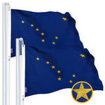 Load image into Gallery viewer, G128 2 Pack: Alaska AK State Flag  2x3 Ft  StormFlyer Series Embroidered 220GSM Spun Polyester  Embroidered Design, Indoor/Outdoor, Brass Grommets, Heavy Duty, All Weather