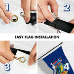 Load image into Gallery viewer, G128 Combo Pack: 6 Ft Tangle Free Aluminum Spinning Flagpole (Black) &amp; New York NY State Flag 3x5 Ft, LiteWeave Pro Series Printed 300D Polyester  Pole with Flag Included
