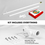 Load image into Gallery viewer, G128 Combo Pack: 6 Ft Tangle Free Aluminum Spinning Flagpole (White) &amp; Peru Peruvian Flag 3x5 Ft, Double ToughWeave Series Double Sided Embroidered 210D Polyester  Pole with Flag Included