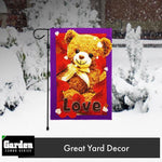 Load image into Gallery viewer, G128 Combo Pack: Garden Flag Stand Black 36x16 Inch &amp; Garden Flag Love Toy Bear 12x18 Inch