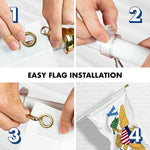 Load image into Gallery viewer, G128 Combo Pack: 6 Feet Tangle Free Spinning Flagpole (White) US Virgin Islands Virgin Islands Flag 3x5 ft Printed 150D Brass Grommets (Flag Included) Aluminum Flag Pole