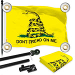 Load image into Gallery viewer, G128 Combo Pack: 6 Ft Tangle Free Aluminum Spinning Flagpole (Black) &amp; Gadsden Don't Tread On Me Flag 3x5 Ft, LiteWeave Pro Printed 150D Polyester, 4 Corner Brass Grommets  Pole with Flag Included