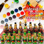 Load image into Gallery viewer, Unfinished Wood Chess Pieces with Vinyl Chess Board Paint Your Own Chess Set