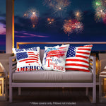 Load image into Gallery viewer, Patriotic Decoration Land of Free Waterproof Throw Pillow Covers 18x18 In Set