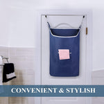 Load image into Gallery viewer, Fine Living Co. Large Hanging Laundry Hamper with Over Door Hooks &amp; Adhesive Durable Space Saving Laundry Bag with Zipper and Wide Open Top Hanging Dorm Laundry Hamper (Navy Blue XL)