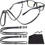 Load image into Gallery viewer, Eye Glass String Strap Holder Premium ECO Leather 2 Cords Black 30 inch Length