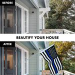 Load image into Gallery viewer, G128 Flag Pole 5 FT Silver Tangle Free &amp; Thin Blue Flag 2.5x4 FT Combo Embroidered Spun Polyester