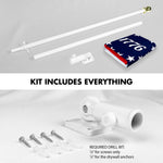 Load image into Gallery viewer, G128 Combo Pack: 6 Ft Tangle Free Aluminum Spinning Flagpole (White) &amp; Betsy Ross 1776 Flag 3x5 Ft, LiteWeave Pro Series Printed 150D Polyester  Pole with Flag Included