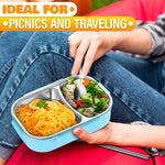 Load image into Gallery viewer, 48.5 Oz Stainless Steel Bento Box Adult with Phone Stand – Reusable Stainless Steel Lunch Box for Hot Food with Durable Plastic &amp; Soft Rubber Cover – Insulated Lunch Containers with Spoon &amp; Chopsticks
