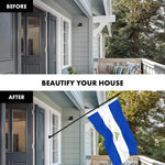 Load image into Gallery viewer, G128 Combo Pack: 6 Ft Tangle Free Aluminum Spinning Flagpole (Black) &amp; Nicaragua Nicaraguan Flag 3x5 Ft, LiteWeave Pro Series Printed 150D Polyester  Pole with Flag Included