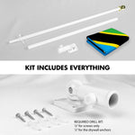 Load image into Gallery viewer, G128 Combo Pack: 6 Ft Tangle Free Aluminum Spinning Flagpole (White) &amp; Tanzania Tanzanian Flag  3x5 Ft, LiteWeave Pro Series Printed 150D Polyester  Pole with Flag Included