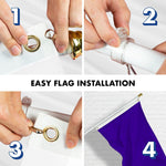 Load image into Gallery viewer, G128 Combo Pack: 6 Feet Tangle Free Spinning Flagpole (White) Solid Violet Flag 3x5 ft Printed 150D Brass Grommets (Flag Included) Aluminum Flag Pole