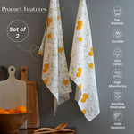 Load image into Gallery viewer, The Fine Living Co. 100% Cotton Kitchen Towels Set of 2 18 x 28 inches Lemon Printed Dish Towels Hand Towels Boho Tea Towels Multifunctional Stylish Absorbent Quick Dry Soft