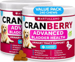 Load image into Gallery viewer, Dog UTI Treatment   Cranberry Supplement and Bladder Control for Dogs   UTI Chewable Treats (2 Pack)   240 Chews for Kidney Support   Bladder Stones   Urinary Tract Infection Incontinence Treatment