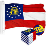 Load image into Gallery viewer, G128 5 Pack: Georgia GA State Flag  4x6 Ft  ToughWeave Series Embroidered 300D Polyester  Embroidered Design, Indoor/Outdoor, Brass Grommets