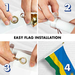 Load image into Gallery viewer, G128 Combo Pack: 6 Ft Tangle Free Aluminum Spinning Flagpole (White) &amp; Rwanda Rwandan Flag 3x5 Ft, LiteWeave Pro Series Printed 150D Polyester  Pole with Flag Included