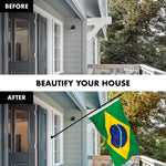 Load image into Gallery viewer, G128 Combo Pack: 6 Feet Tangle Free Spinning Flagpole (Black) Brazil Brazilian Flag 3x5 ft Printed 150D Brass Grommets (Flag Included) Aluminum Flag Pole