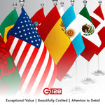 Load image into Gallery viewer, G128 Spain Spanish Deluxe Desk Flag Set  8.5x5.5 In  Printed 300D Polyester, with Silver Dome and Base, 15 Metal Pole, Decorations For Office, Home and Festival Events Celebration
