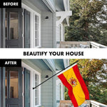 Load image into Gallery viewer, G128 Combo Pack: 6 Feet Tangle Free Spinning Flagpole (Black) Spain Spanish Flag 3x5 ft Printed 150D Brass Grommets (Flag Included) Aluminum Flag Pole