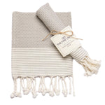 Load image into Gallery viewer, The Fine Living Co. Turkish Hand Towels Set of 2 100% Cotton Kitchen and Bathroom Hand Towels Decorative Hand Towels for Bath Guest Face Hair Tea Dishcloth  40”x18” (Gray)