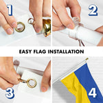 Load image into Gallery viewer, G128 Combo Pack: 6 Ft Tangle Free Aluminum Spinning Flagpole (White) &amp; Ukraine Ukrainian Flag 3x5 Ft, LiteWeave Pro Series Printed 150D Polyester, 4 Corner Brass Grommets  Pole with Flag Included
