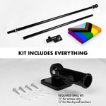 Load image into Gallery viewer, G128 Combo Pack: 6 Ft Tangle Free Aluminum Spinning Flagpole (Black) &amp; LGBT Progress Rainbow Pride Flag 3x5 Ft, LiteWeave Pro Series Printed 150D Polyester  Pole with Flag Included