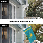 Load image into Gallery viewer, G128 Combo Pack: 6 Ft Tangle Free Aluminum Spinning Flagpole (White) &amp; Kazakhstan Kazakhstani Flag  3x5 Ft LiteWeave Pro Series Printed 150D Polyester  Pole with Flag Included