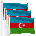 Load image into Gallery viewer, G128 3 Pack: Azerbaijan Azerbaijanis Azeris Flag  3x5 Ft  LiteWeave Pro Series Printed 150D Polyester  Country Flag, Vibrant Colors, Brass Grommets, Thicker and More Durable Than 100D 75D Polyester