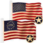Load image into Gallery viewer, Combo Pack American USA Tea Stained Flag 2.5x4 Ft and 1776 Tea Stained Flag