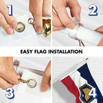 Load image into Gallery viewer, G128 Combo Pack: 6 Ft Tangle Free Aluminum Spinning Flagpole (White) &amp; Utah 2023 New Version UT State Flag 3x5 Ft, LiteWeave Pro Series Printed 150D Polyester  Pole with Flag Included