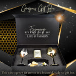 Load image into Gallery viewer, Wine Gifts Complete Set with Stainless Steel Wine Glasses Wine Stopper Wine Aerator Cheese Tray Cheese Knife and Fork – Luxury Gift Box Packaging – Relaxing Experience for Loved Ones