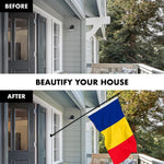 Load image into Gallery viewer, G128 Combo Pack: 6 Ft Tangle Free Spinning Flagpole (Black) &amp; Romania Flag 3x5 Ft Printed 150D Polyester, Brass Grommets (Flag Included) Aluminum Flag Pole