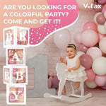 Load image into Gallery viewer, Baby Shower Boxes with Letters 44 Pcs White Boxes with Rose Gold Dusty Pink Sand &amp; White Balloons Gender Reveal &amp; Party Decoration Set by