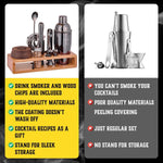Load image into Gallery viewer, Bartender Kit with Whiskey Smoker 13 pcs Bamboo Stand Bar Set with Cocktail Shaker Bartending Kit with Essential Bar Accessory Tools Wood Chips Black